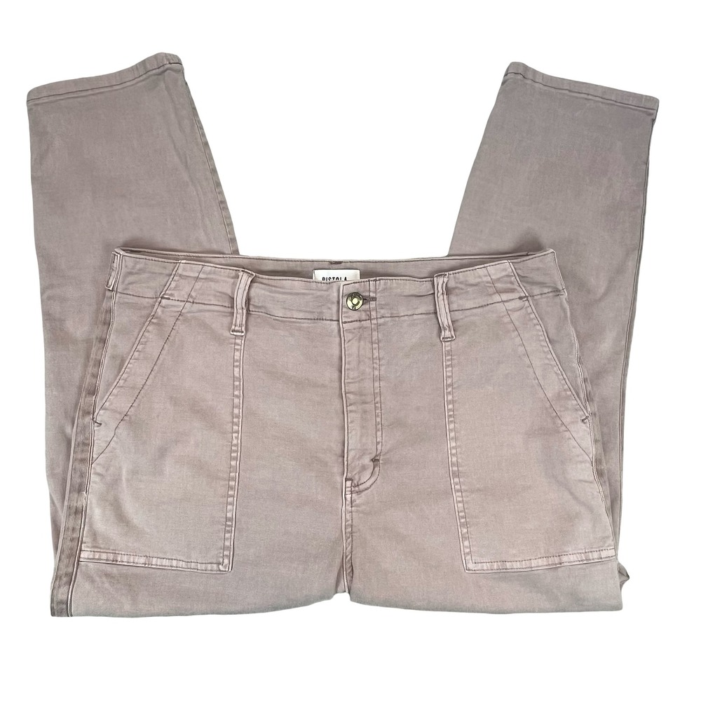 Pistola Womens Utility Pants Mauve Grey High Rise Straight Leg Crop 32